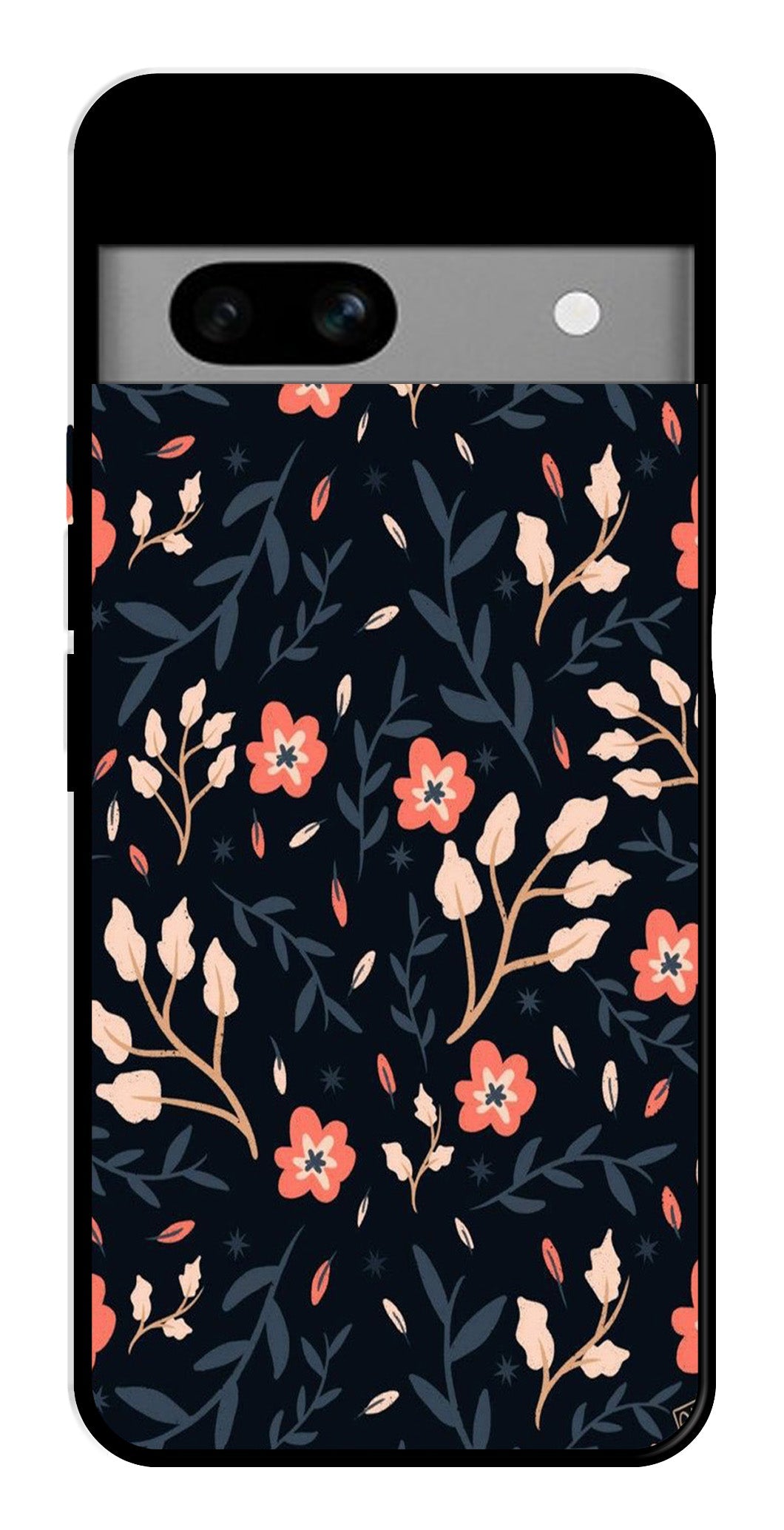 Floral Pattern Metal Mobile Case for Google Pixel 6a Floral Pattern Metal Mobile Case for Google Pixel 6a (Design No -10)