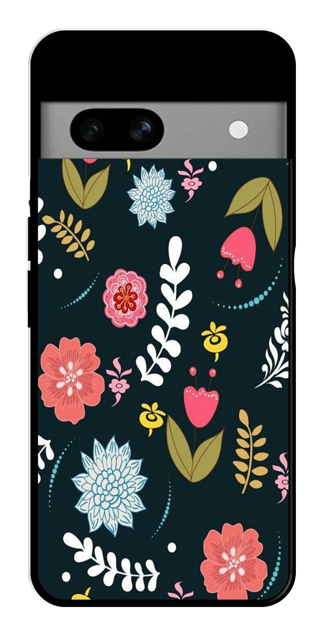 Floral Pattern2 Metal Mobile Case for Google Pixel 6a Floral Pattern2 Metal Mobile Case for Google Pixel 6a (Design No -12)