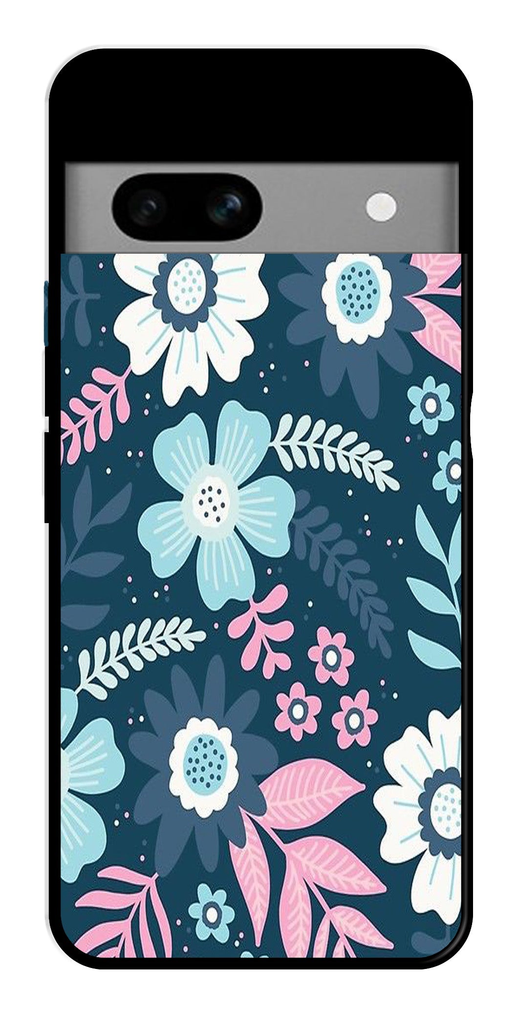 Flower Leaves Design Metal Mobile Case for Google Pixel 6a (Design No -50)