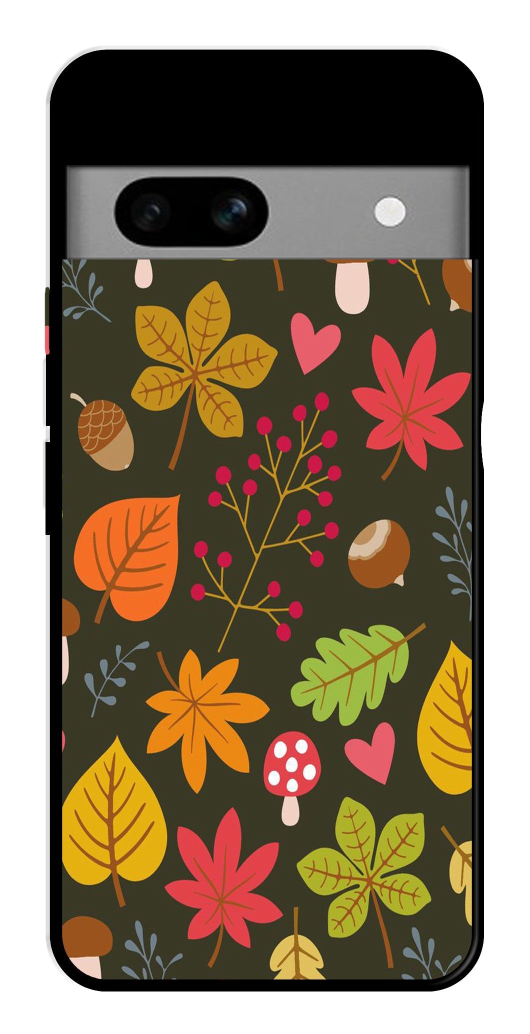 Leaves Design Metal Mobile Case for Google Pixel 6a (Design No -51)