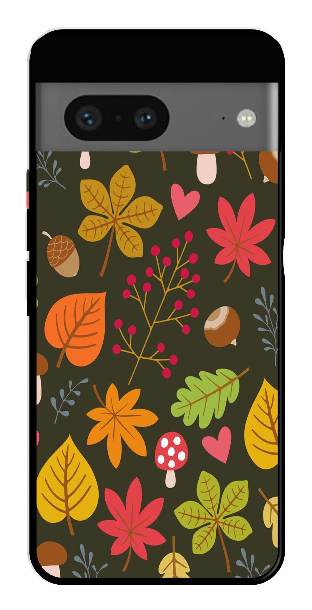 Leaves Design Metal Mobile Case for Google Pixel 7 (Design No -51)