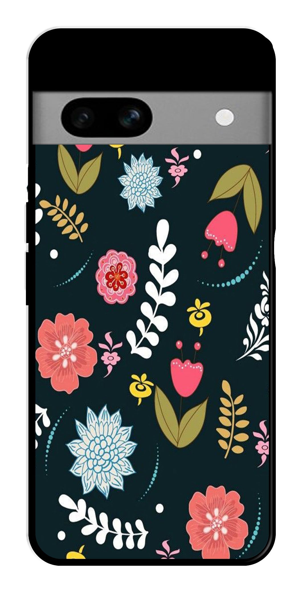 Floral Pattern2 Metal Mobile Case for Google Pixel 7a Floral Pattern2 Metal Mobile Case for Google Pixel 7a (Design No -12)