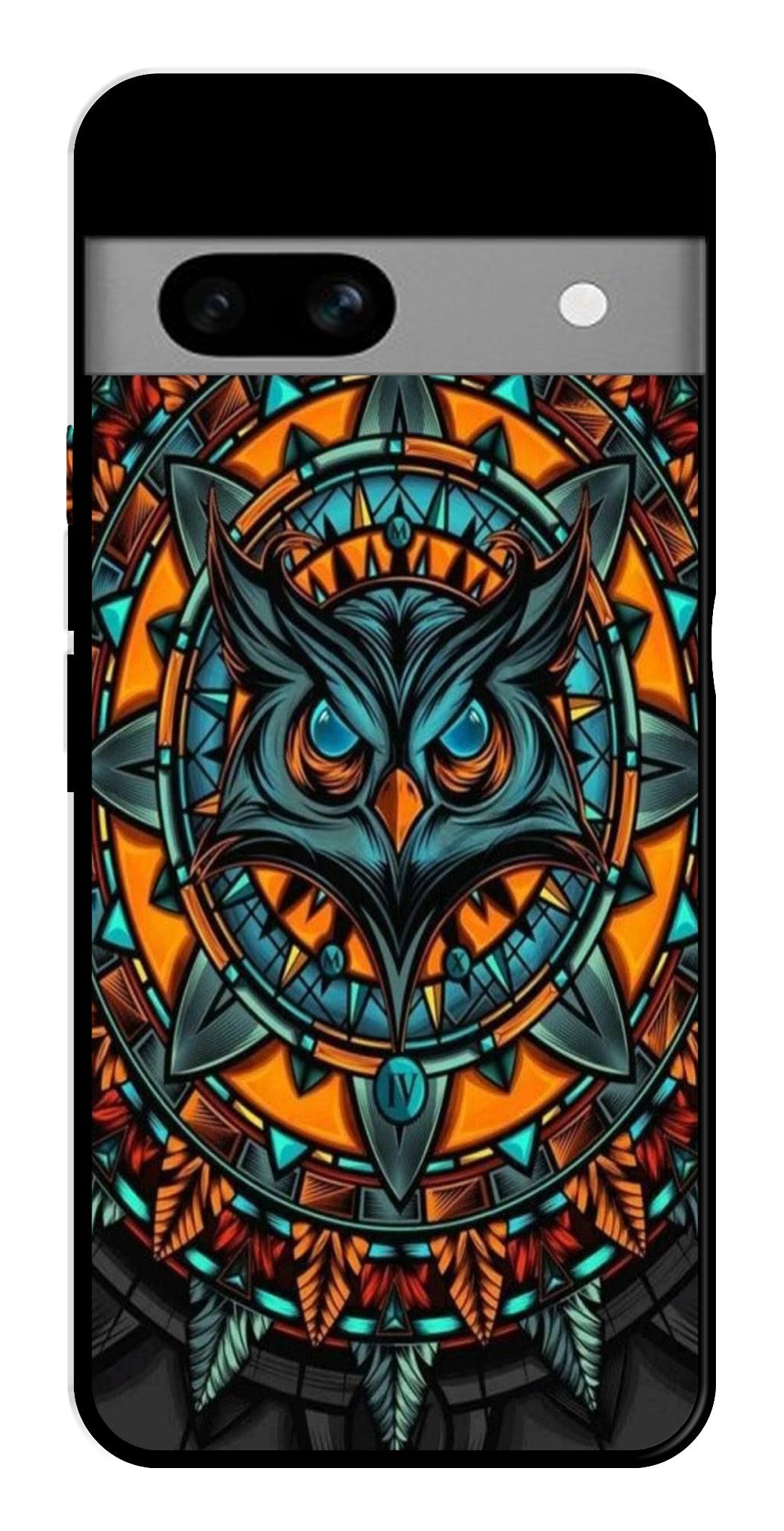 Owl Pattern Metal Mobile Case for Google Pixel 7a Owl Pattern Metal Mobile Case for Google Pixel 7a (Design No -42)
