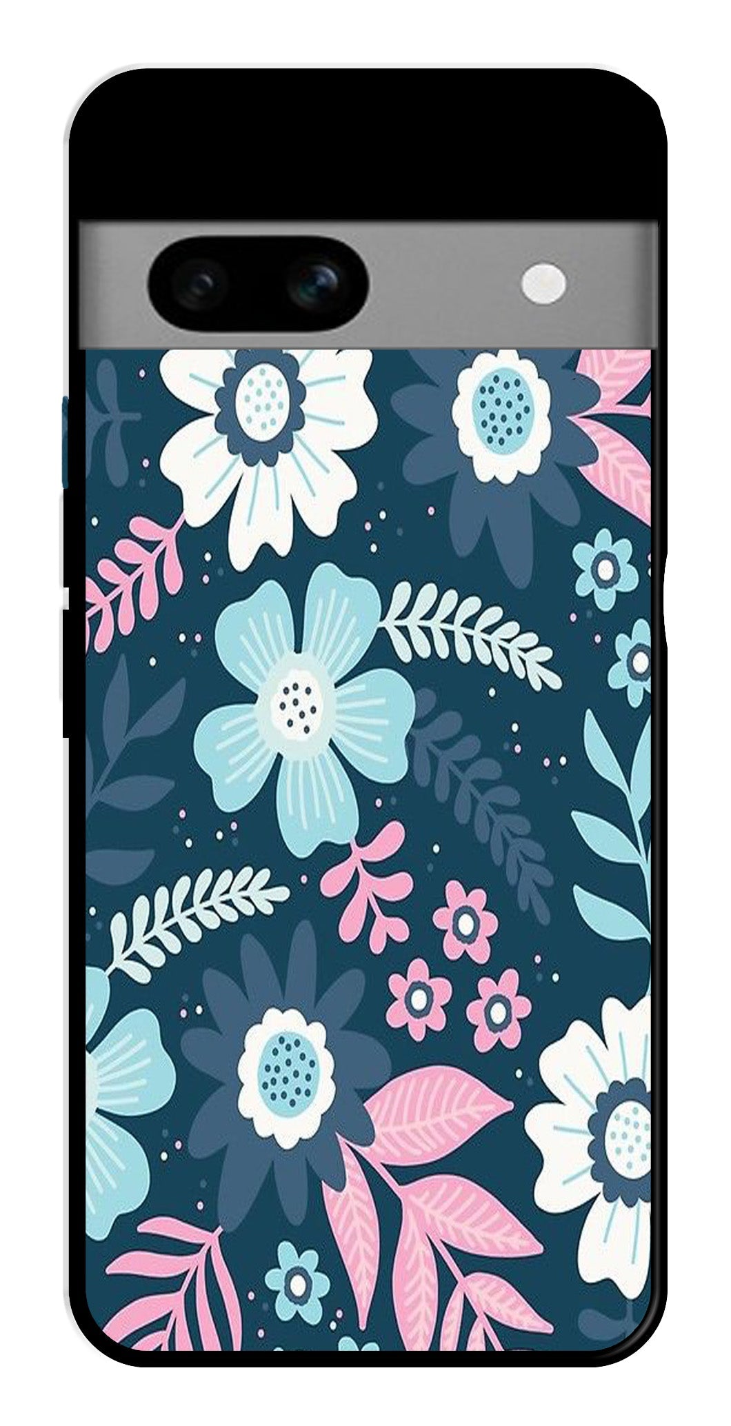 Flower Leaves Design Metal Mobile Case for Google Pixel 7a Flower Leaves Design Metal Mobile Case for Google Pixel 7a (Design No -50)