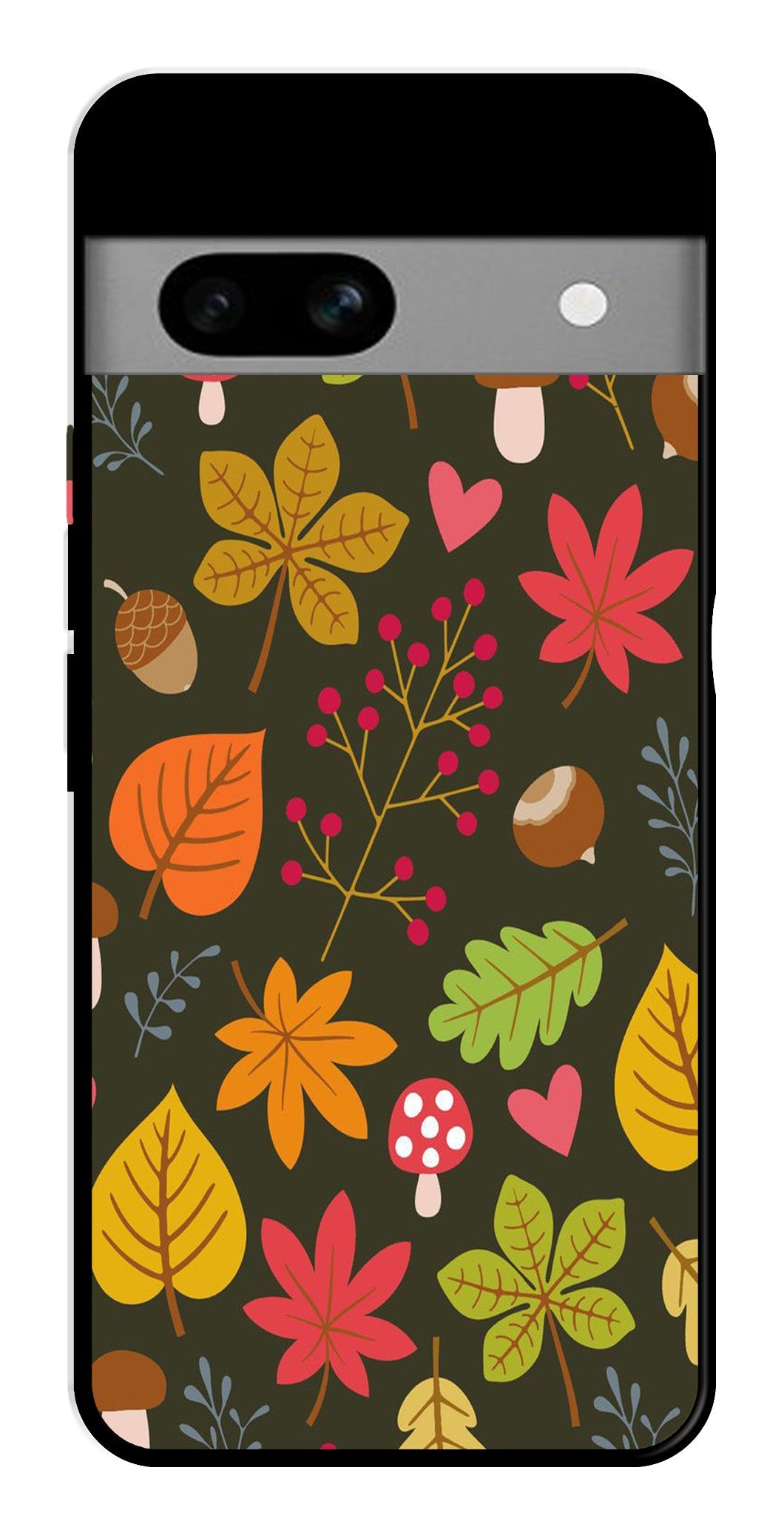 Leaves Design Metal Mobile Case for Google Pixel 7a (Design No -51)