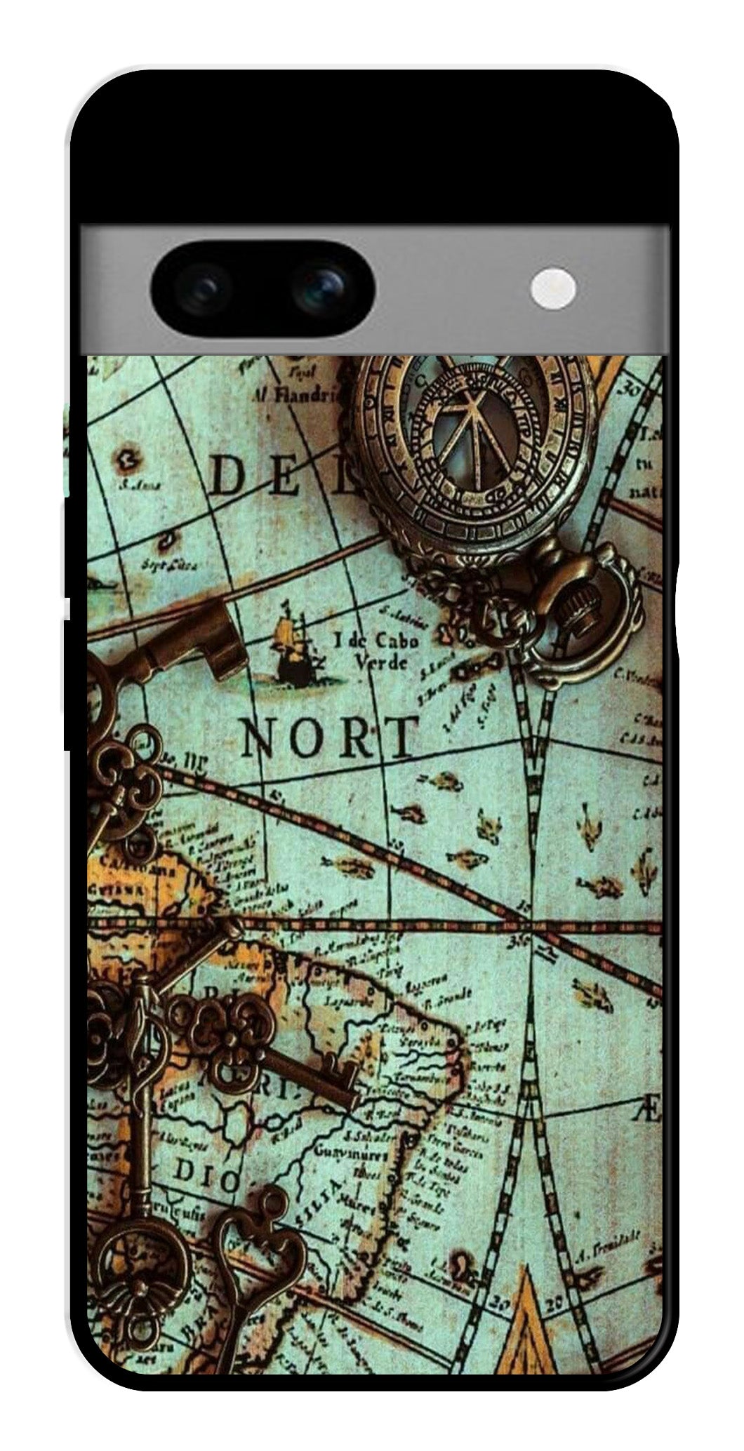 Map Design Metal Mobile Case for Google Pixel 7a (Design No -54)