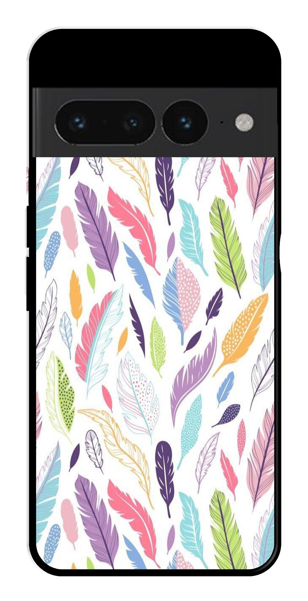 Colorful Feathers Metal Mobile Case for Google Pixel 7 Pro Colorful Feathers Metal Mobile Case for Google Pixel 7 Pro (Design No -06)