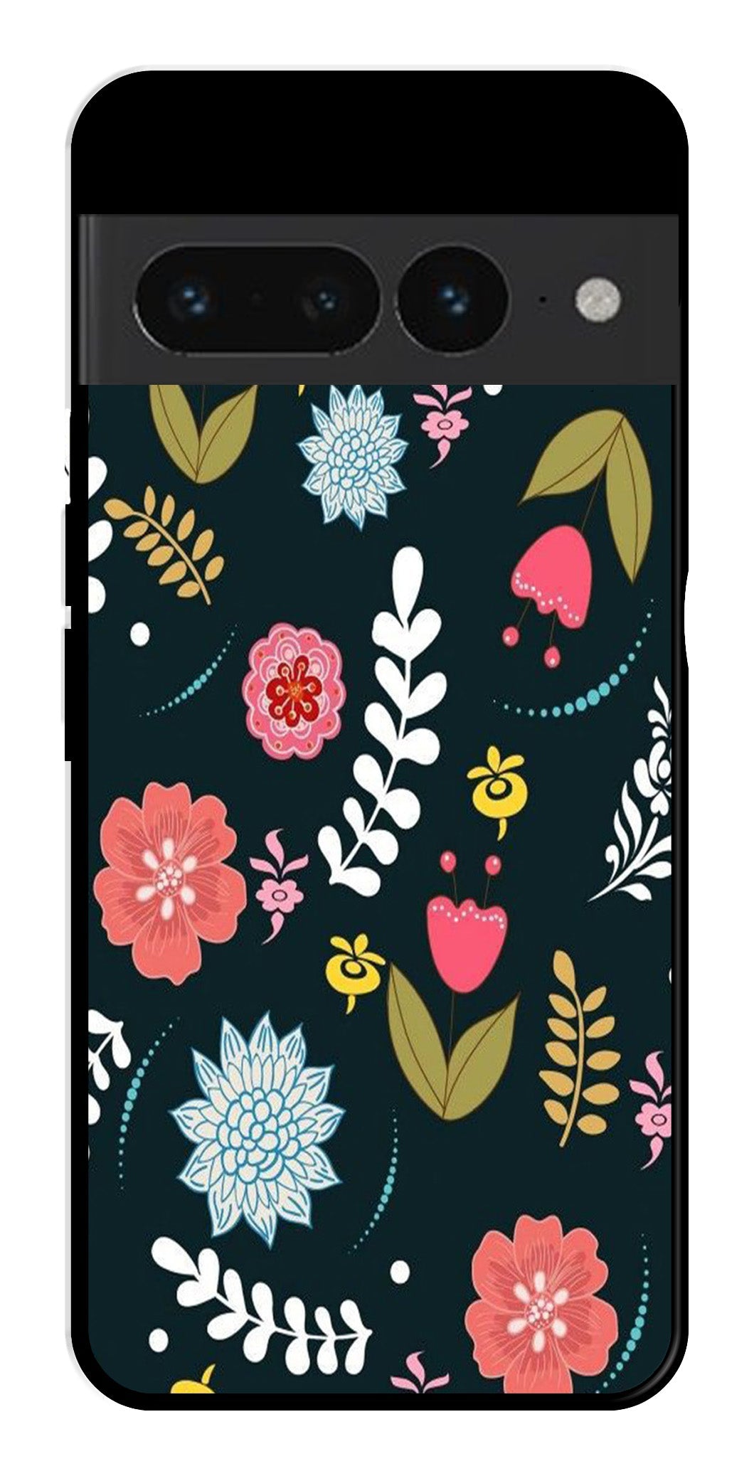 Floral Pattern2 Metal Mobile Case for Google Pixel 7 Pro Floral Pattern2 Metal Mobile Case for Google Pixel 7 Pro (Design No -12)
