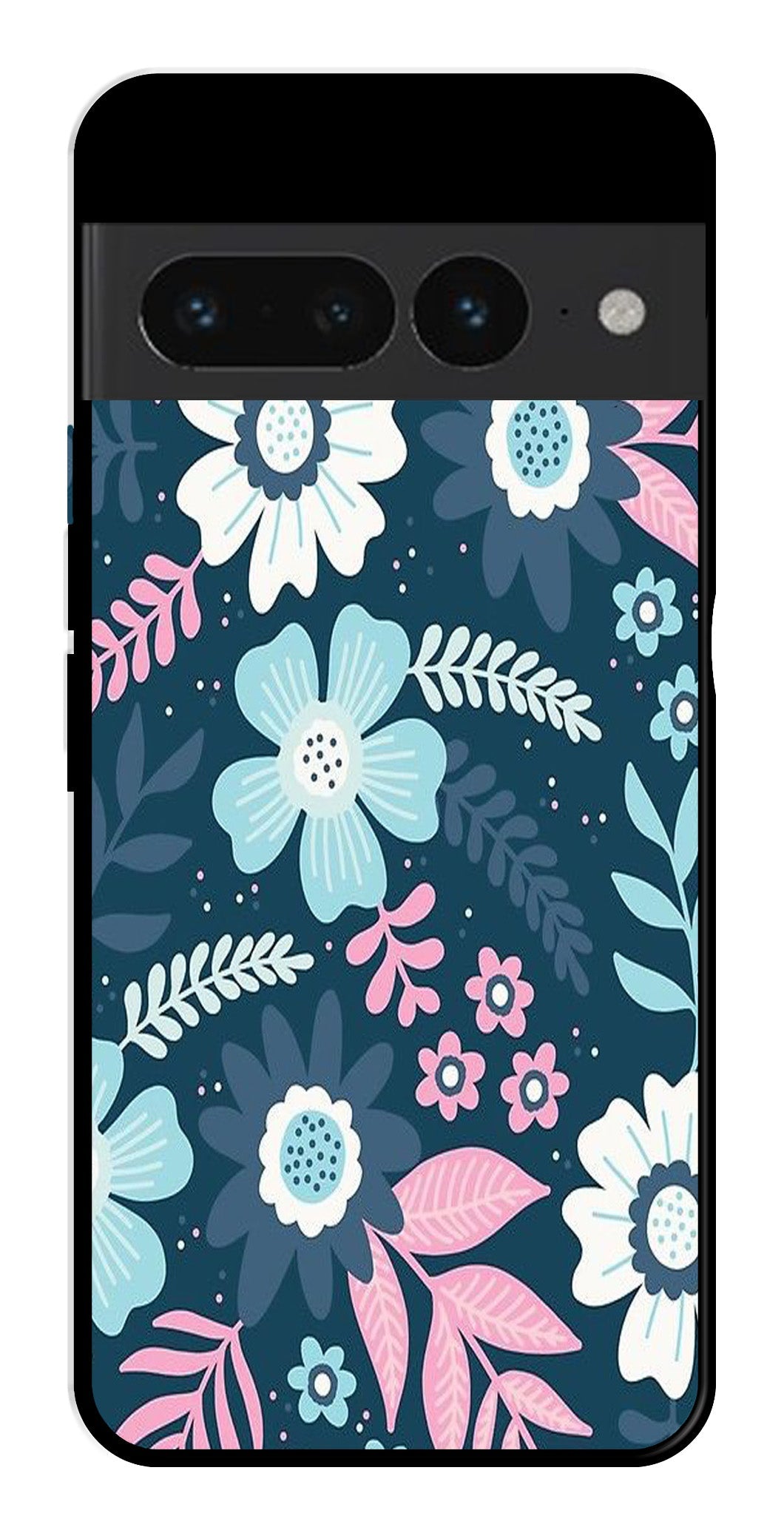 Flower Leaves Design Metal Mobile Case for Google Pixel 7 Pro Flower Leaves Design Metal Mobile Case for Google Pixel 7 Pro (Design No -50)
