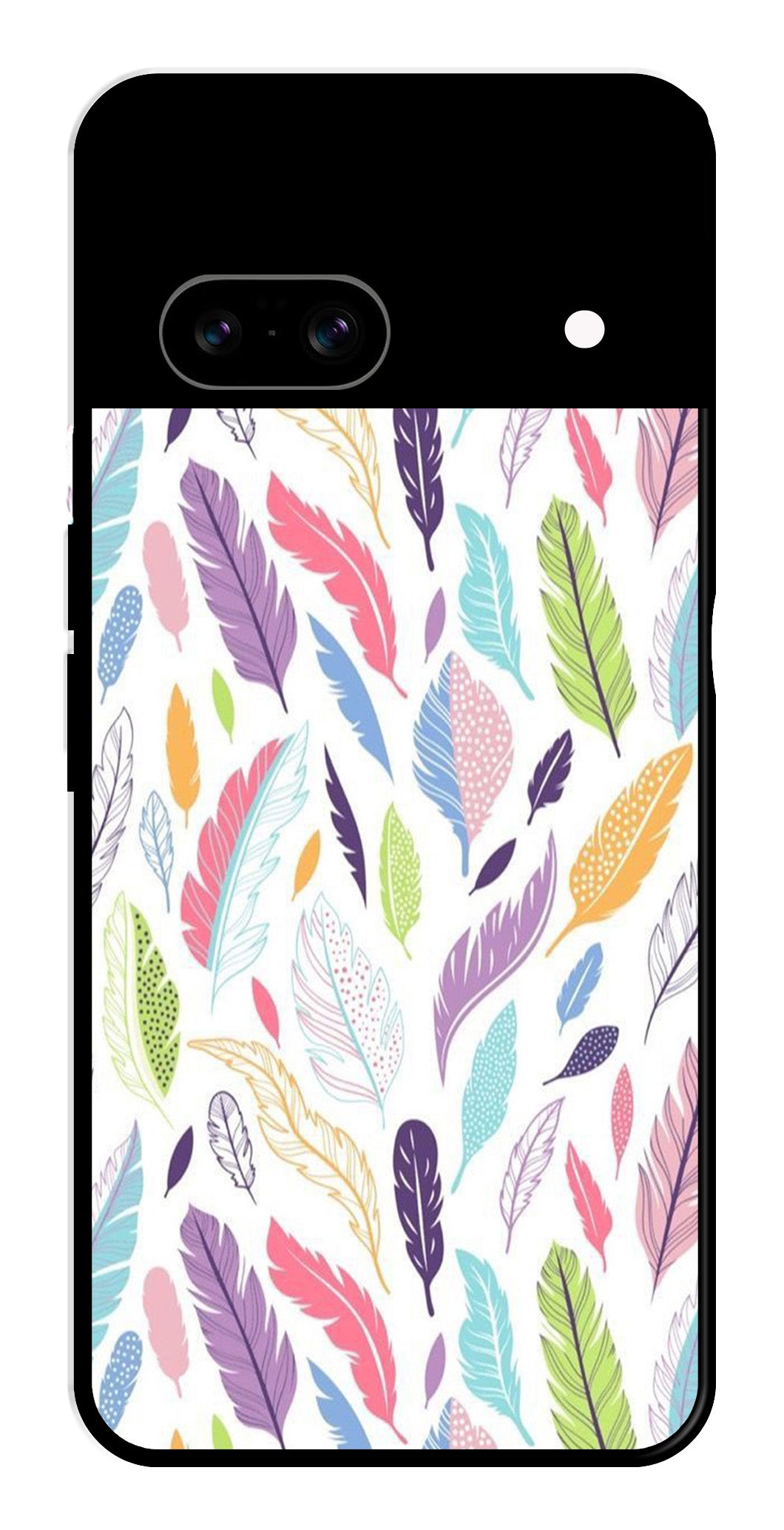 Colorful Feathers Metal Mobile Case for Google Pixel 8 Colorful Feathers Metal Mobile Case for Google Pixel 8 (Design No -06)