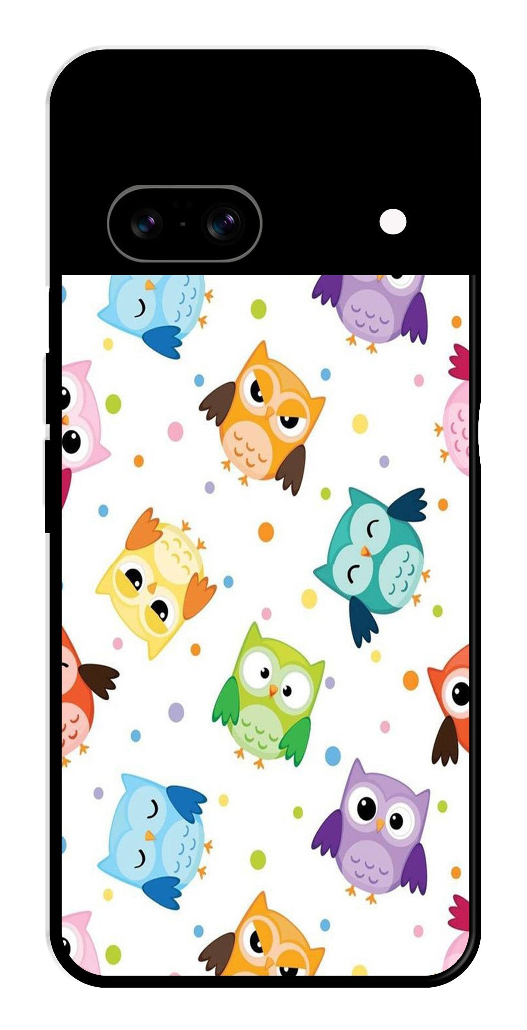 Owls Pattern Metal Mobile Case for Google Pixel 8 Owls Pattern Metal Mobile Case for Google Pixel 8 (Design No -20)