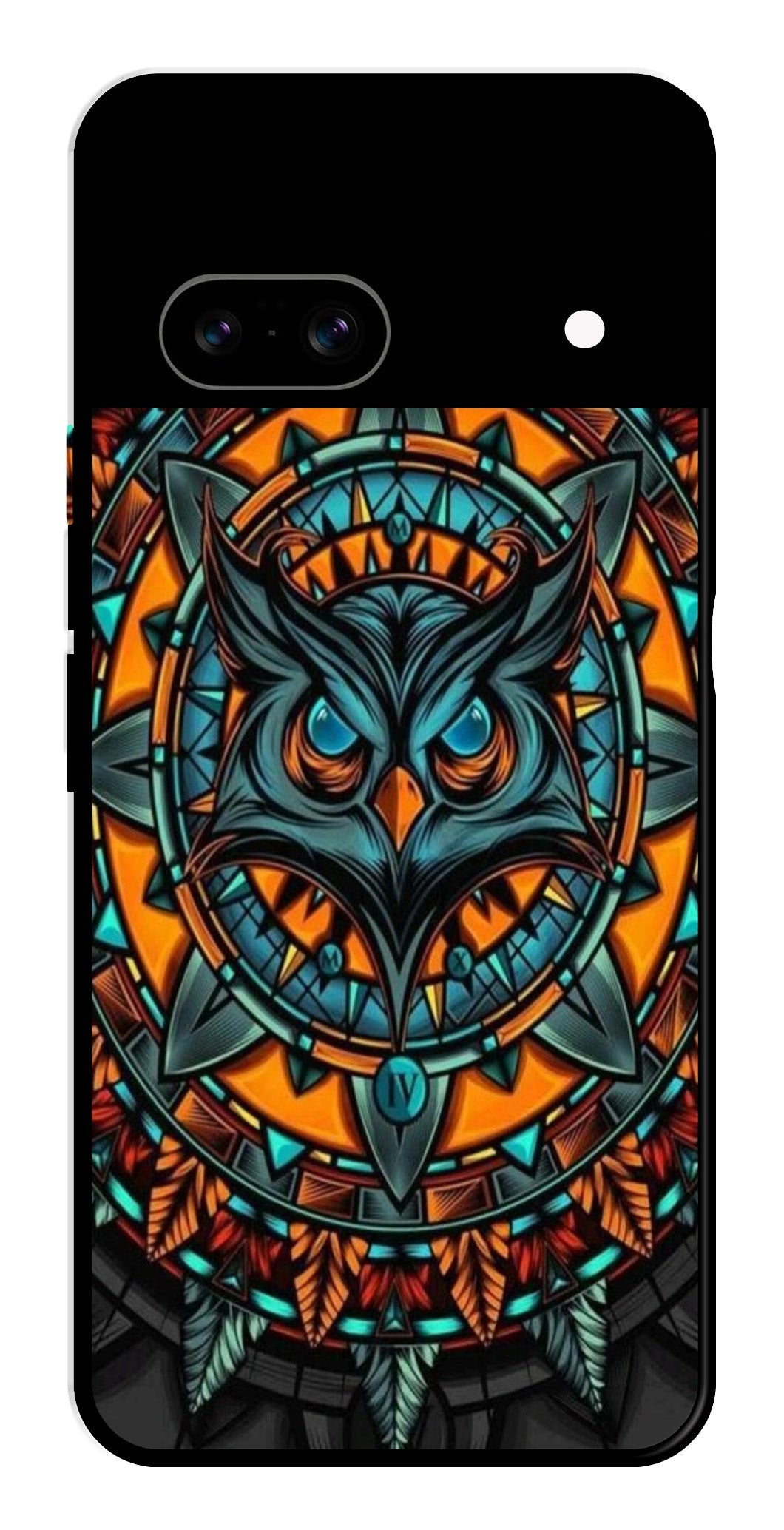 Owl Pattern Metal Mobile Case for Google Pixel 8 Owl Pattern Metal Mobile Case for Google Pixel 8 (Design No -42)