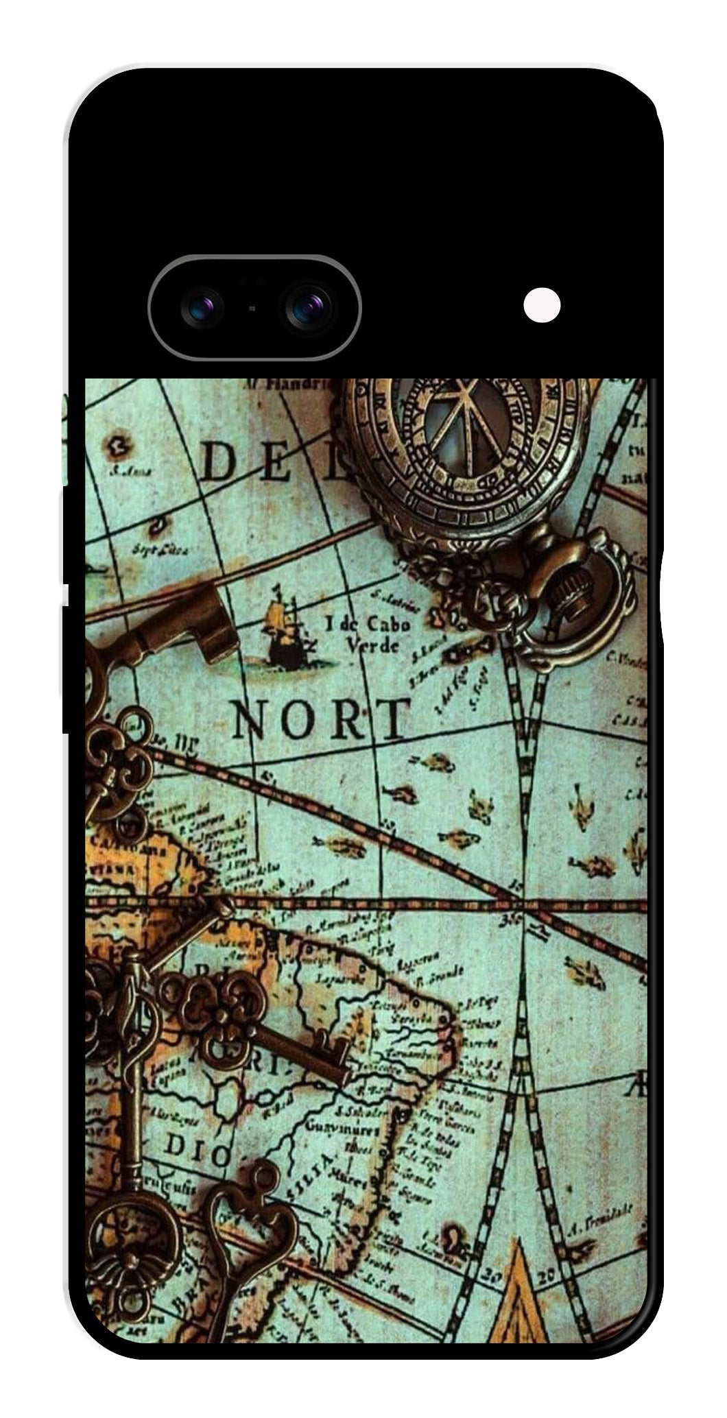 Map Design Metal Mobile Case for Google Pixel 8 (Design No -54)