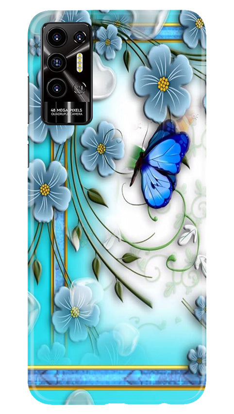 Blue Butterfly Mobile Back Case for Tecno Pova 2 (Design - 21) Blue Butterfly Case for Tecno Pova 2