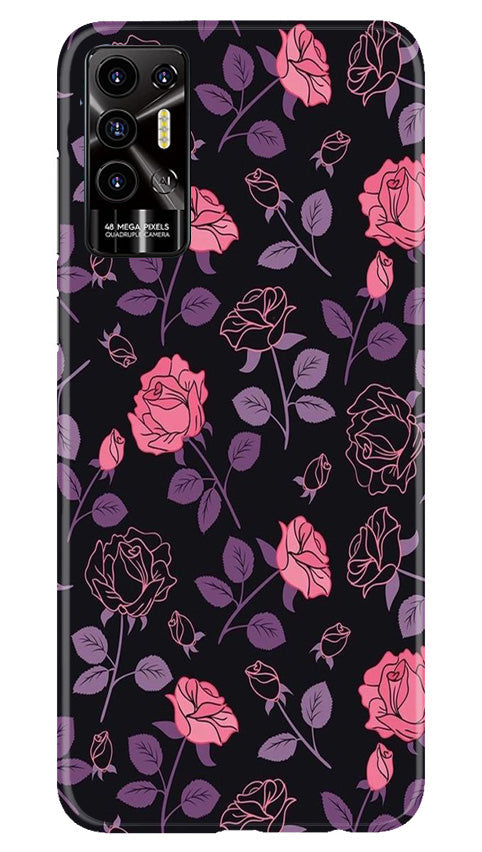 Rose Black Background Mobile Back Case for Tecno Pova 2 (Design - 27) Rose Black Background Case for Tecno Pova 2