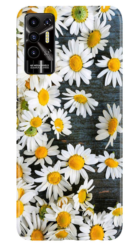 White flowers2 Mobile Back Case for Tecno Pova 2 (Design - 62) White flowers2 Case for Tecno Pova 2