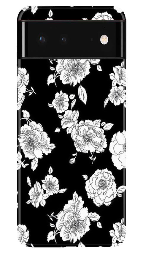 White flowers Black Background Mobile Back Case for Google Pixel 6 (Design - 9) White flowers Black Background Case for Google Pixel 6