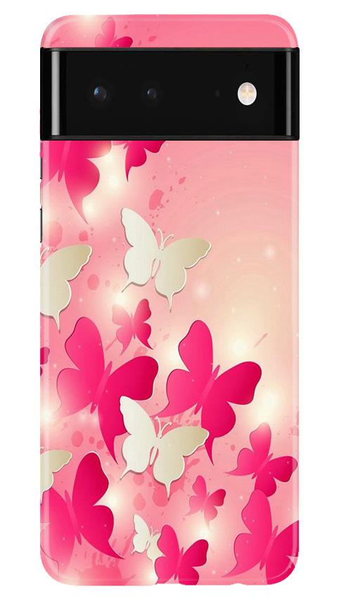 White Pick Butterflies Mobile Back Case for Google Pixel 6 (Design - 28) White Pick Butterflies Case for Google Pixel 6