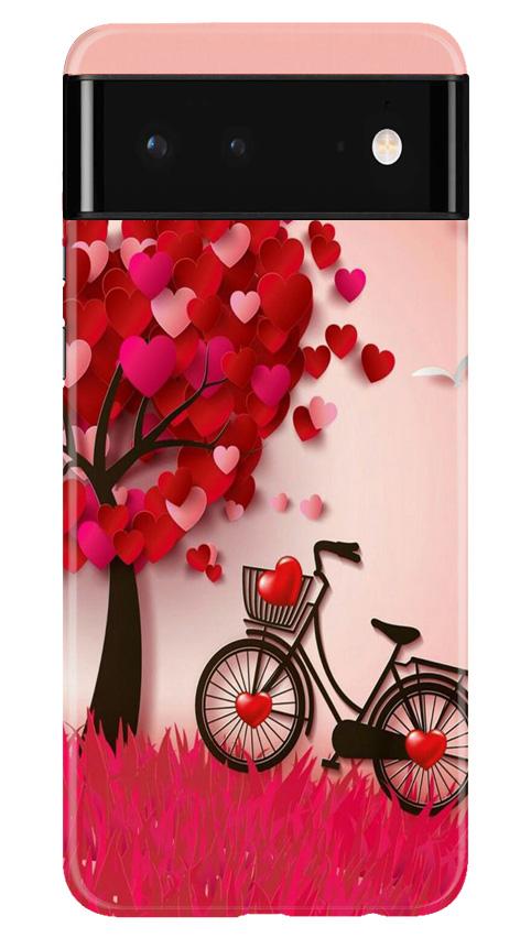 Red Heart Cycle Mobile Back Case for Google Pixel 6 (Design - 222) Red Heart Cycle Case for Google Pixel 6 (Design No. 222)