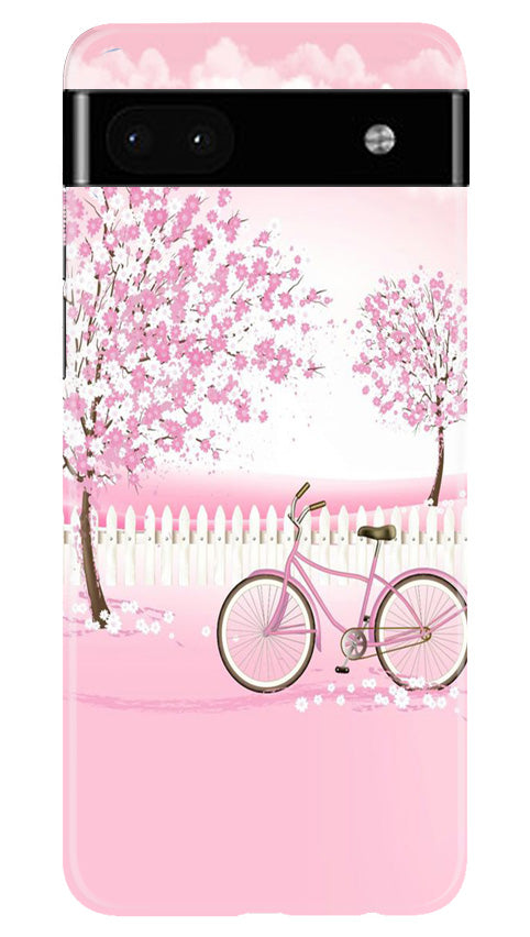 Pink Flowers Cycle Mobile Back Case for Google Pixel 6a (Design - 102) Pink Flowers Cycle Case for Google Pixel 6a (Design - 102)