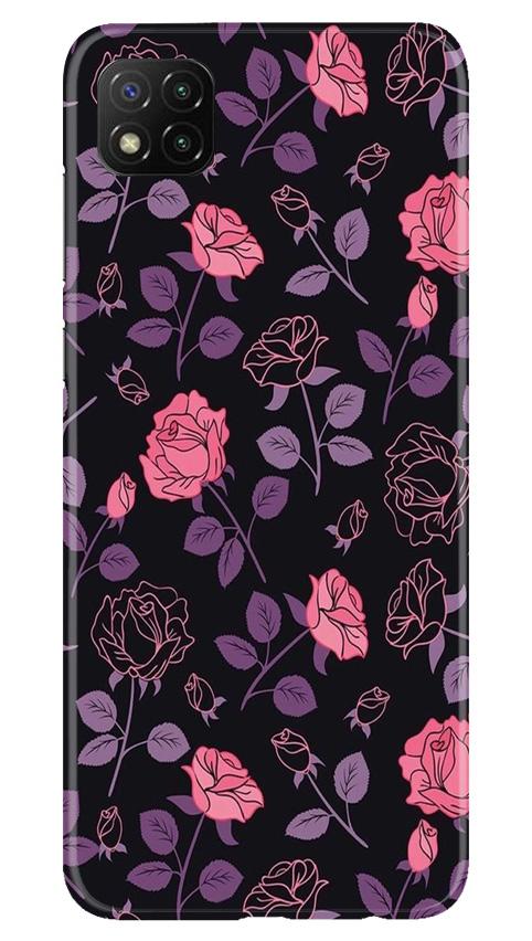 Rose Black Background Mobile Back Case for Poco C3 (Design - 27) Rose Black Background Case for Poco C3