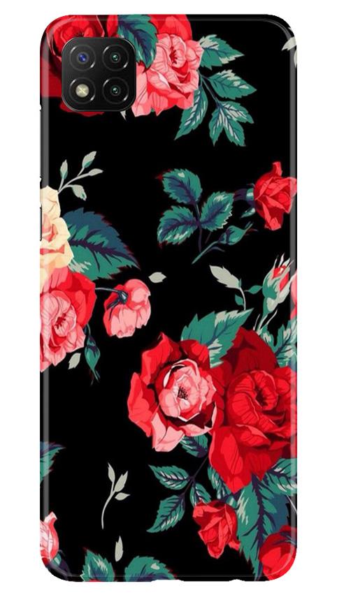 Red Rose2 Mobile Back Case for Poco C3 (Design - 81) Red Rose2 Case for Poco C3