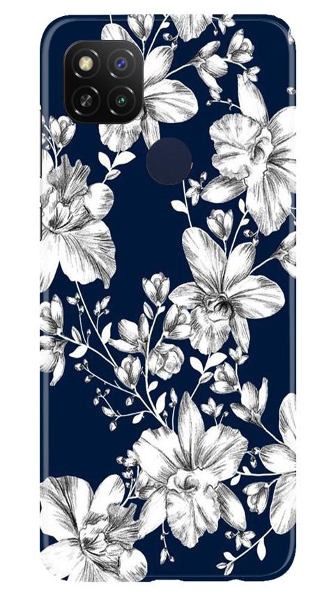 White flowers Blue Background Mobile Back Case for Poco C31 (Design - 14) White flowers Blue Background Case for Poco C31