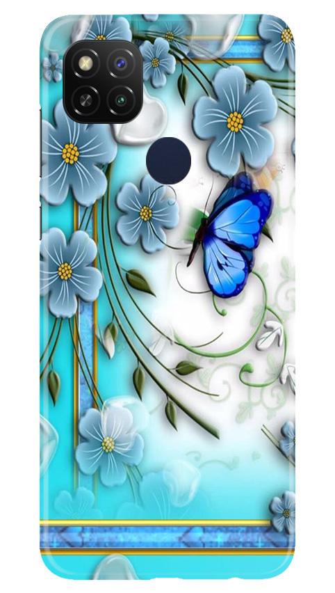 Blue Butterfly Mobile Back Case for Poco C31 (Design - 21) Blue Butterfly Case for Poco C31