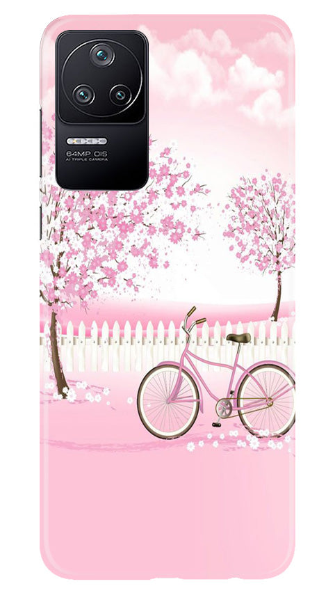 Pink Flowers Cycle Mobile Back Case for Poco F4 (Design - 102) Pink Flowers Cycle Case for Poco F4 (Design - 102)