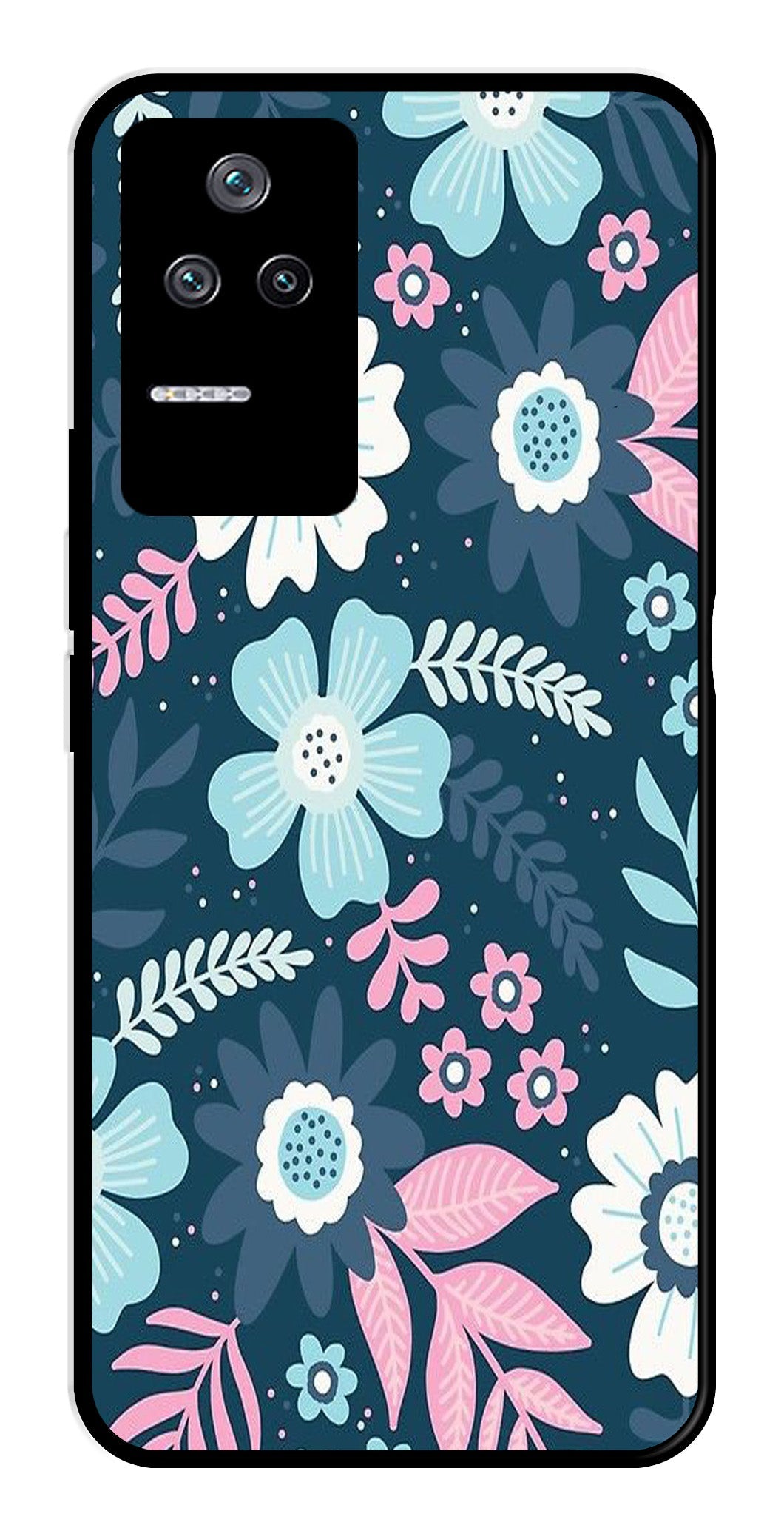 Flower Leaves Design Metal Mobile Case for Poco F4 5G Flower Leaves Design Metal Mobile Case for Poco F4 5G (Design No -50)