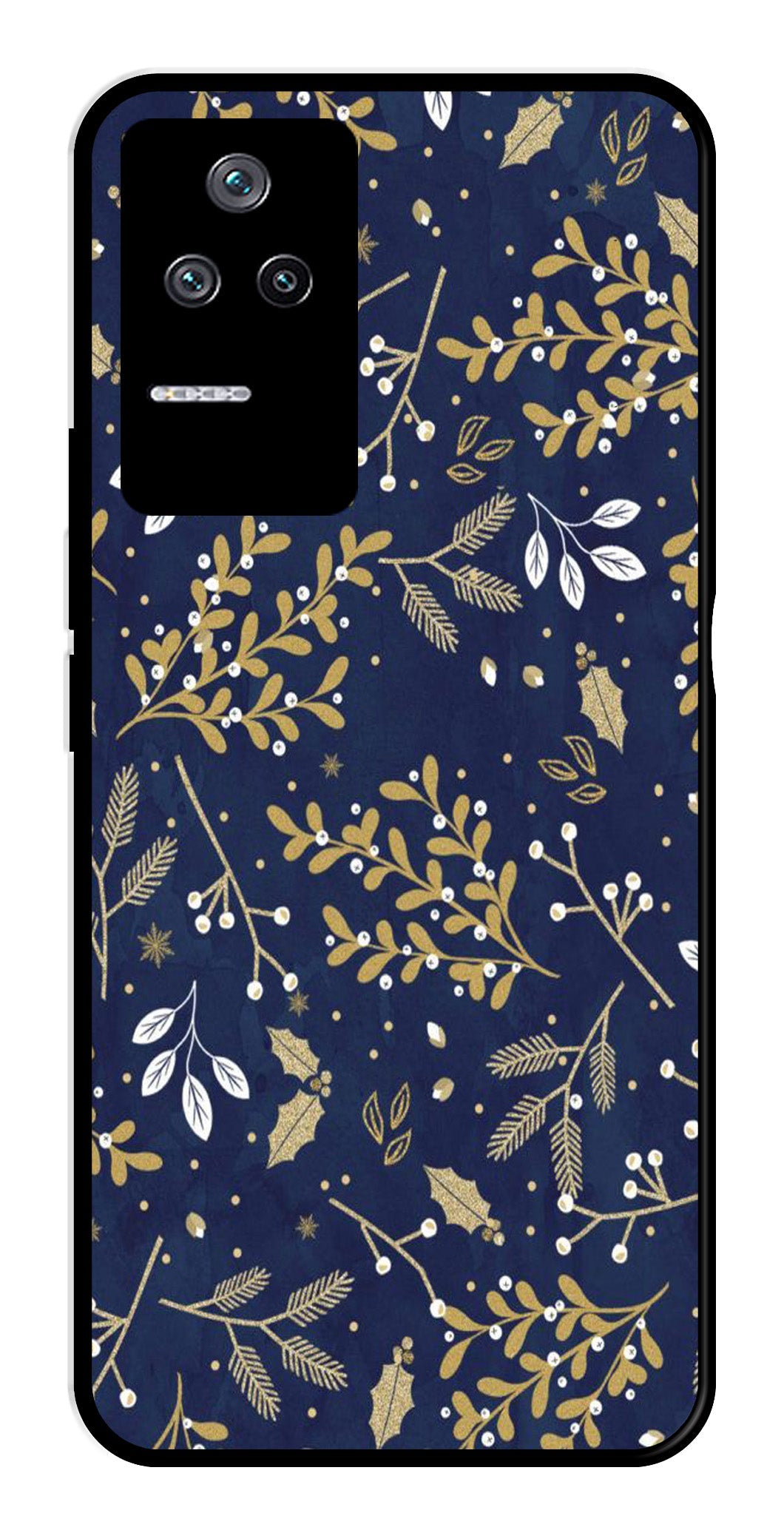 Floral Pattern Metal Mobile Case for Poco F4 5G (Design No -52)