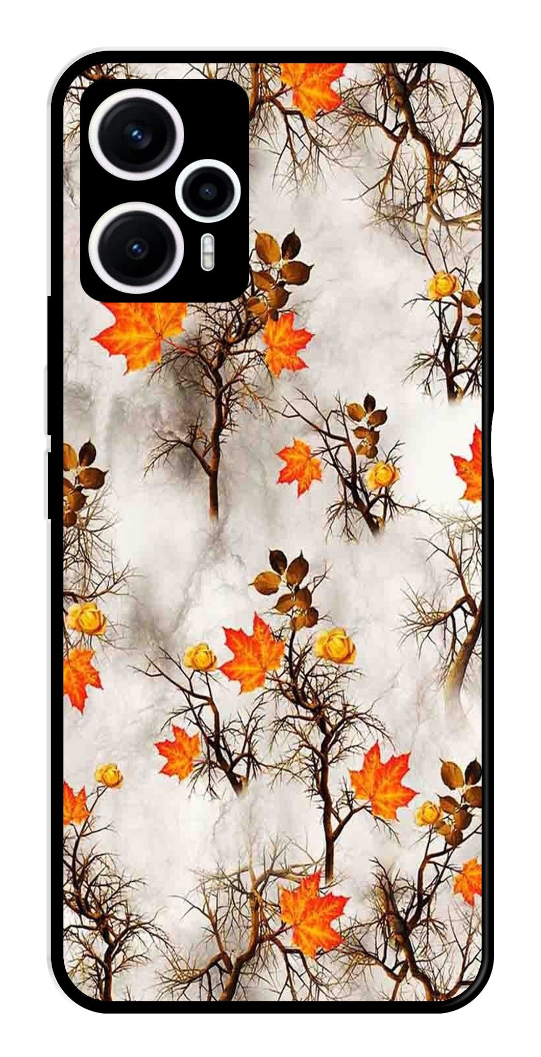 Autumn leaves Metal Mobile Case for Poco F5 5G (Design No -55)