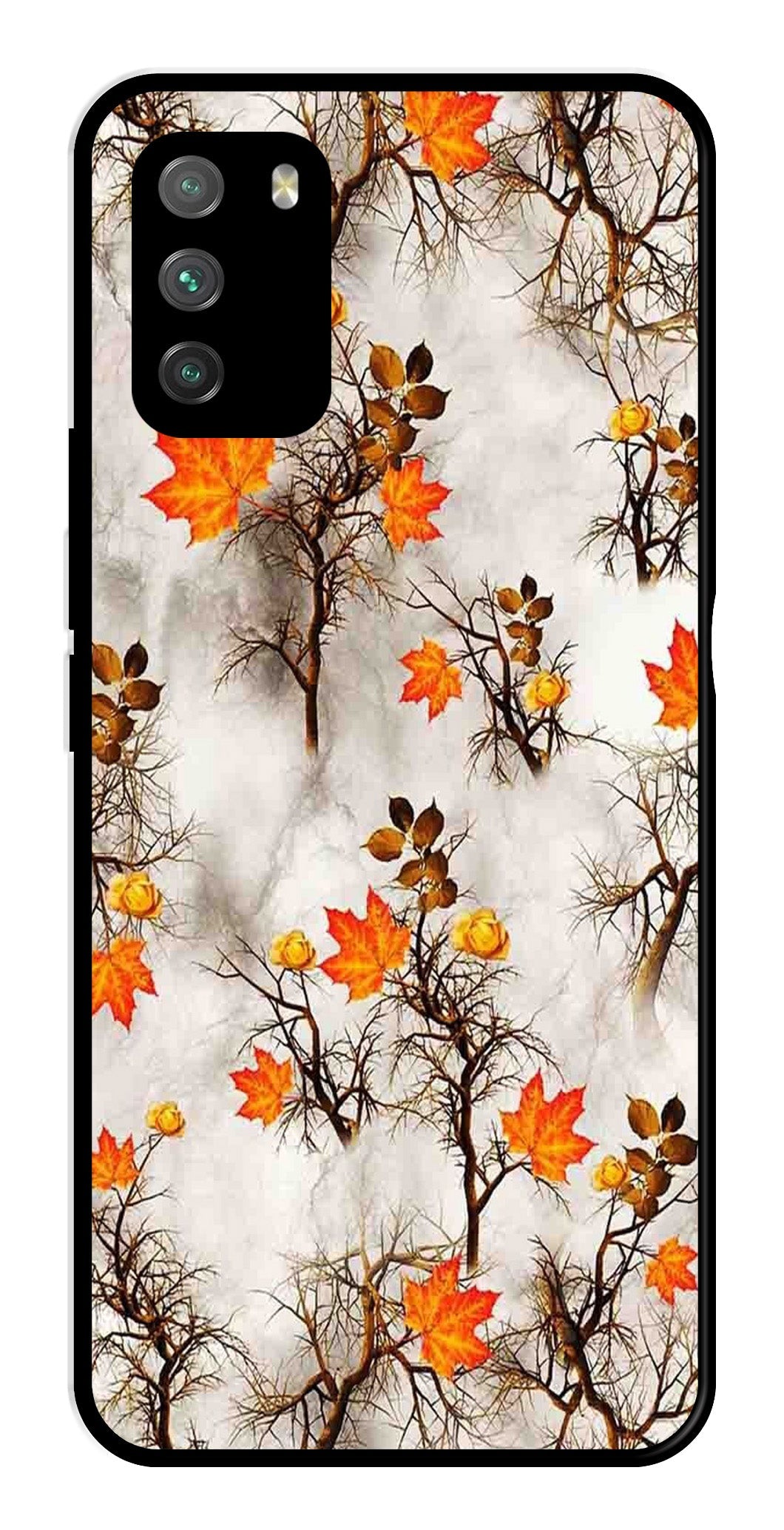 Autumn leaves Metal Mobile Case for Poco M3 (Design No -55)