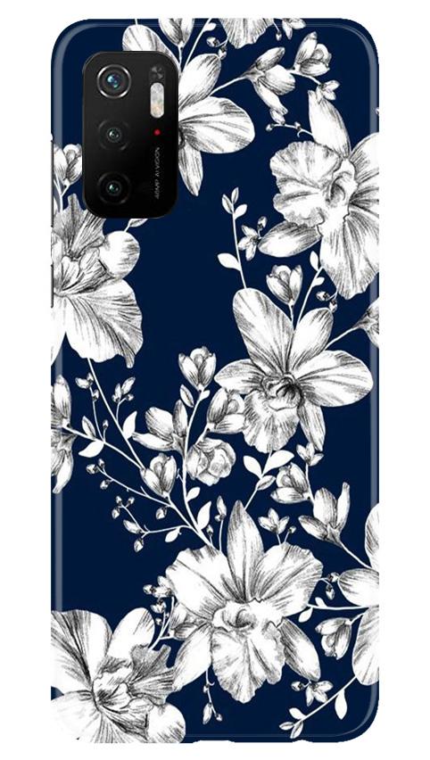 White flowers Blue Background Mobile Back Case for Poco M3 Pro (Design - 14) White flowers Blue Background Case for Poco M3 Pro