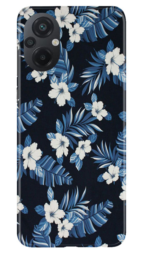 White flowers Blue Background2 Mobile Back Case for Poco M5 (Design - 15) White flowers Blue Background2 Case for Poco M5