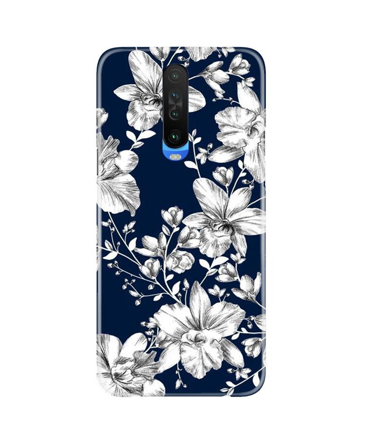 White flowers Blue Background Mobile Back Case for Poco X2 (Design - 14) White flowers Blue Background Case for Poco X2
