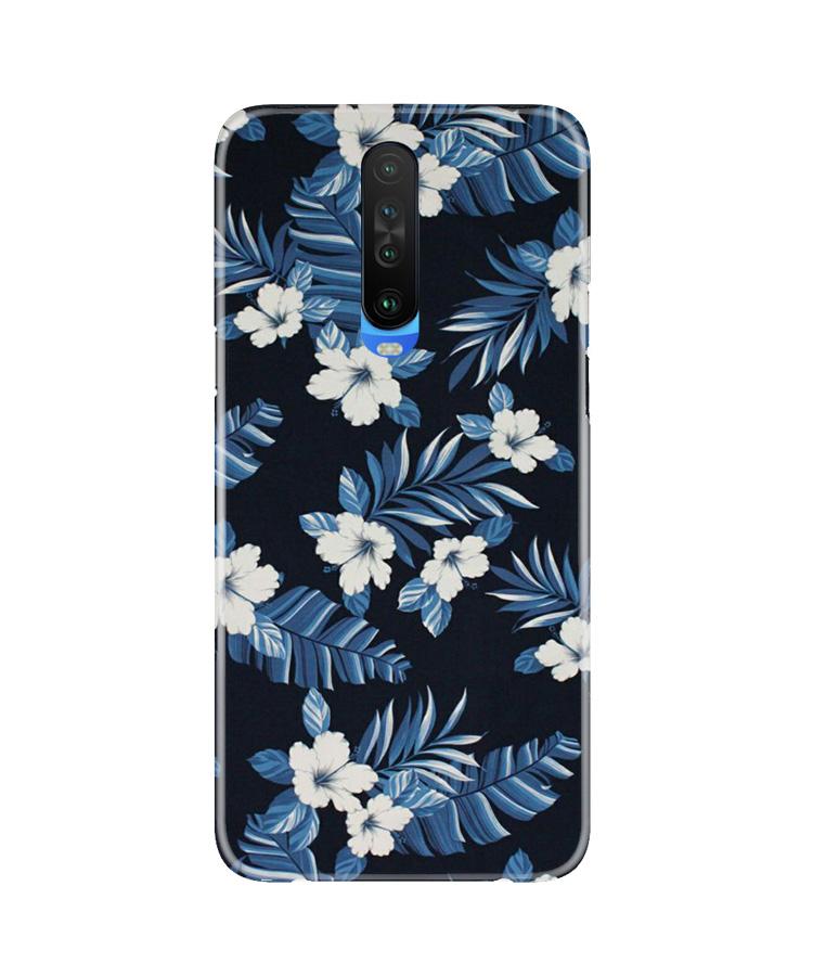 White flowers Blue Background2 Mobile Back Case for Poco X2 (Design - 15) White flowers Blue Background2 Case for Poco X2