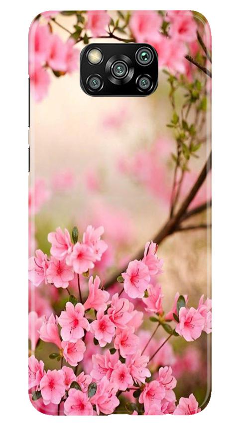 Pink flowers Mobile Back Case for Poco X3 (Design - 69) Pink flowers Case for Poco X3