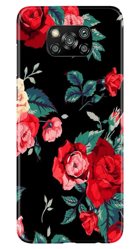 Red Rose2 Mobile Back Case for Poco X3 (Design - 81) Red Rose2 Case for Poco X3