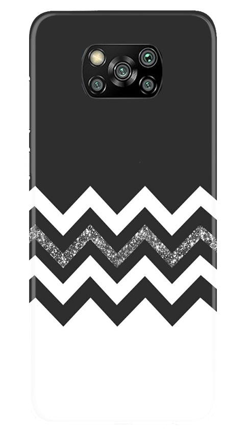Black white Pattern2Mobile Back Case for Poco X3 (Design - 83) Black white Pattern2Case for Poco X3