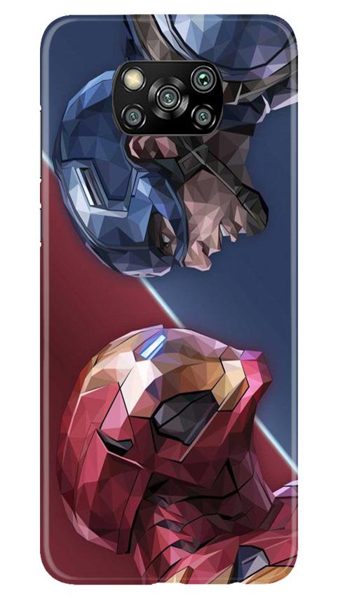 Ironman Captain America Mobile Back Case for Poco X3 (Design - 245) Ironman Captain America Case for Poco X3 (Design No. 245)
