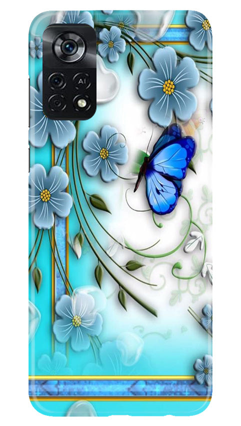 Blue Butterfly Mobile Back Case for Poco X4 Pro (Design - 21) Blue Butterfly Case for Poco X4 Pro