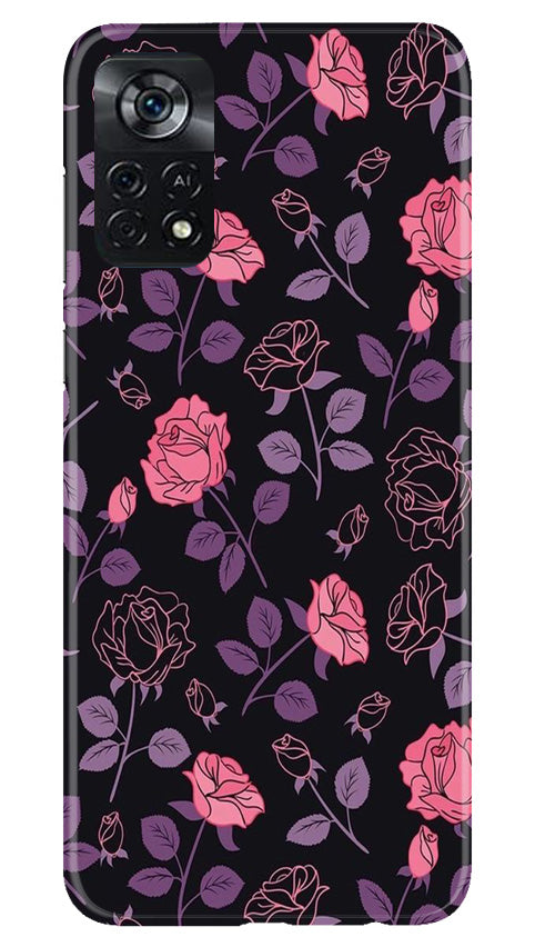 Rose Black Background Mobile Back Case for Poco X4 Pro (Design - 27) Rose Black Background Case for Poco X4 Pro