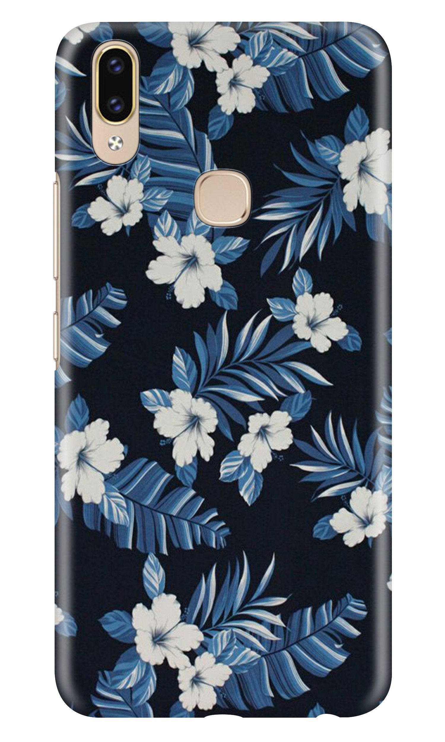 White flowers Blue Background2 Mobile Back Case for Asus Zenfone Max Pro M2 (Design - 15) White flowers Blue Background2 Case for Asus Zenfone Max Pro M2