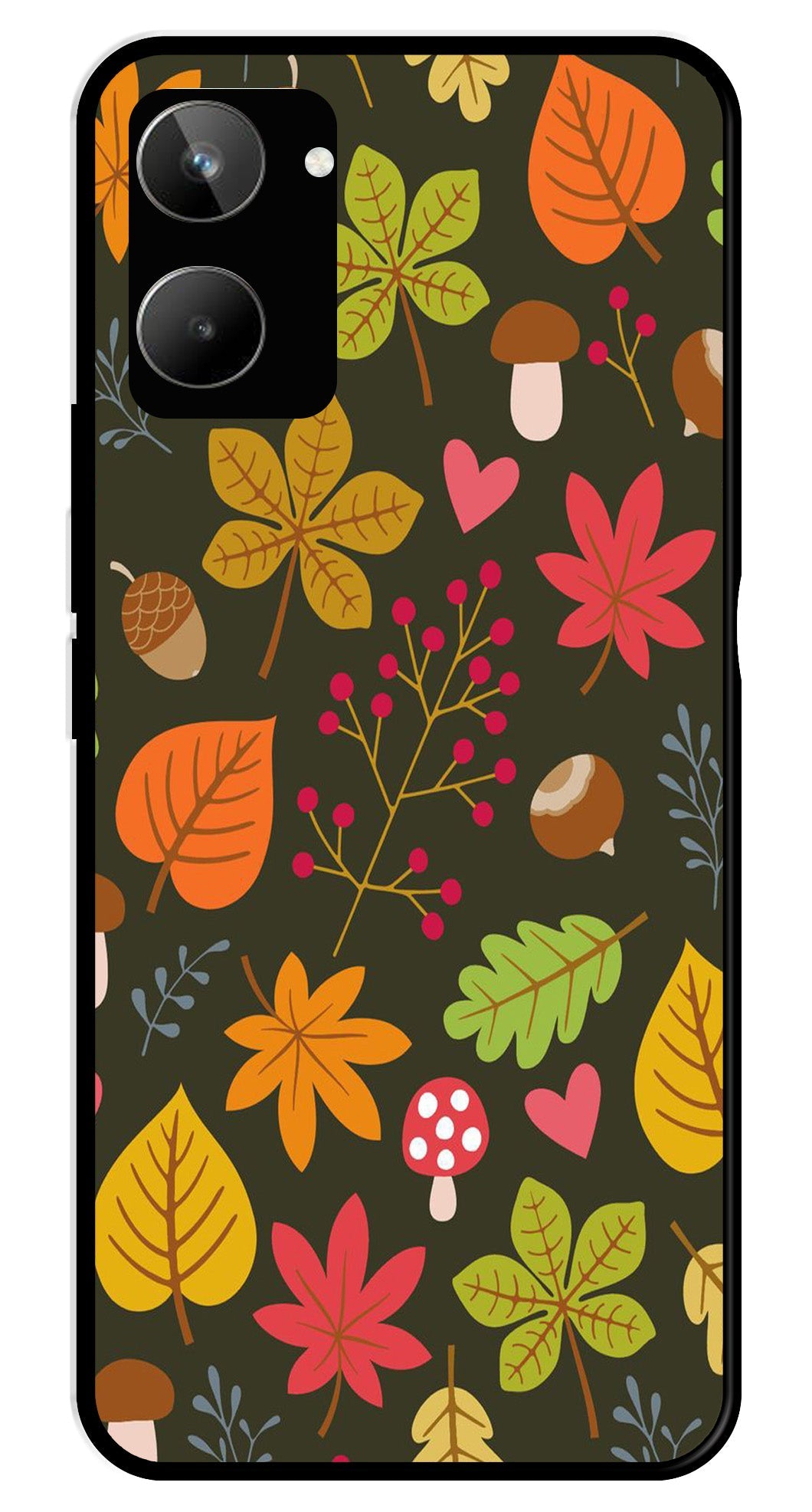 Leaves Design Metal Mobile Case for Realme 10 (Design No -51)