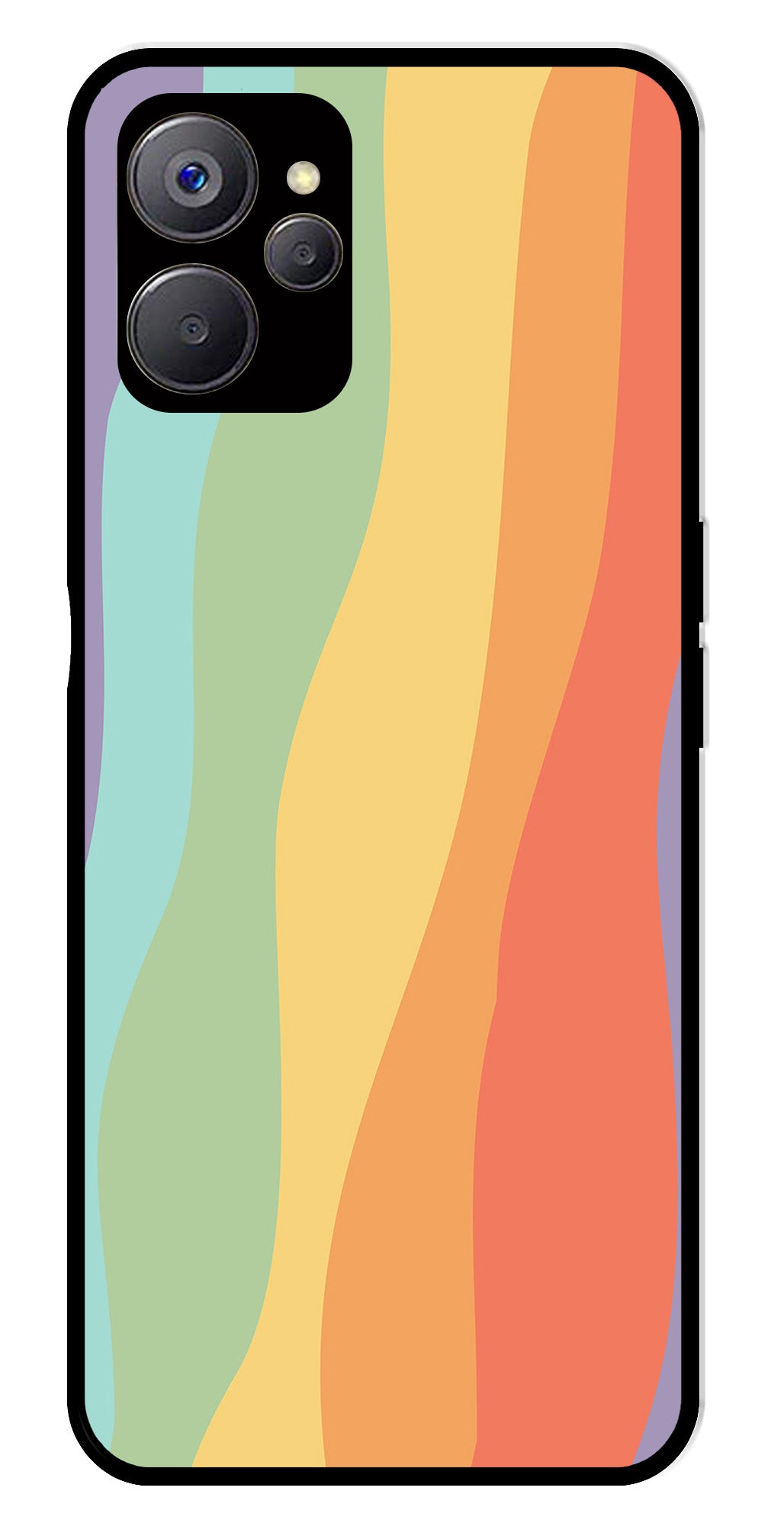 Muted Rainbow Metal Mobile Case for Realme 9i 5G Muted Rainbow Metal Mobile Case for Realme 9i 5G (Design No -02)