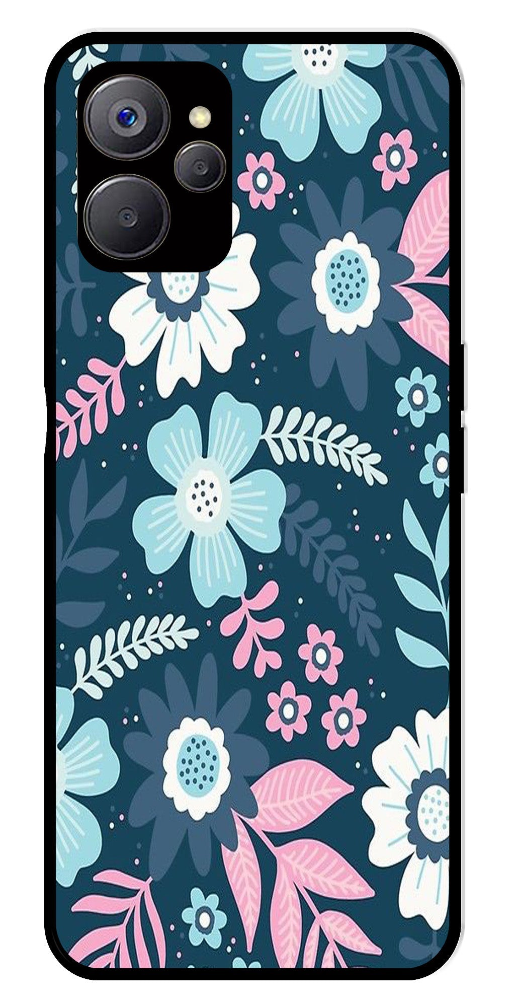 Flower Leaves Design Metal Mobile Case for Realme 9i 5G Flower Leaves Design Metal Mobile Case for Realme 9i 5G (Design No -50)