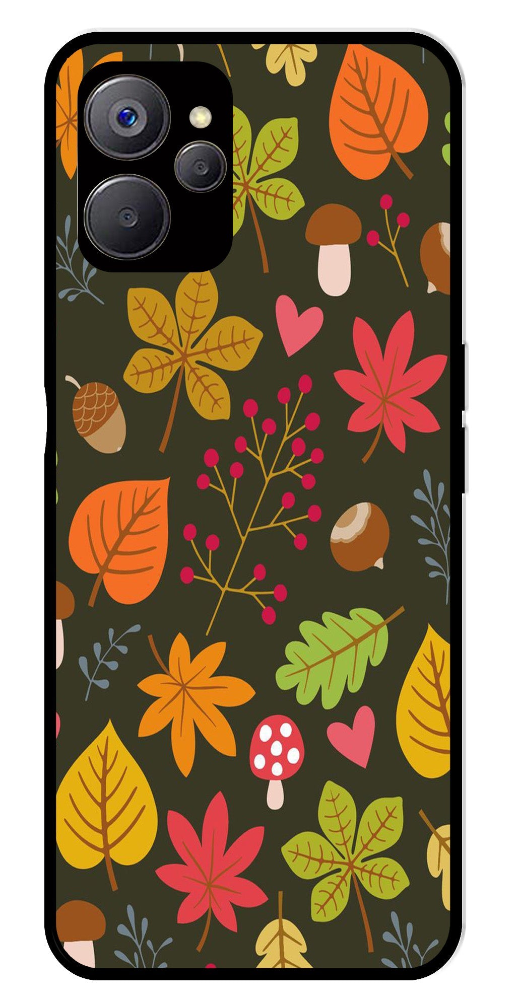 Leaves Design Metal Mobile Case for Realme 9i 5G (Design No -51)