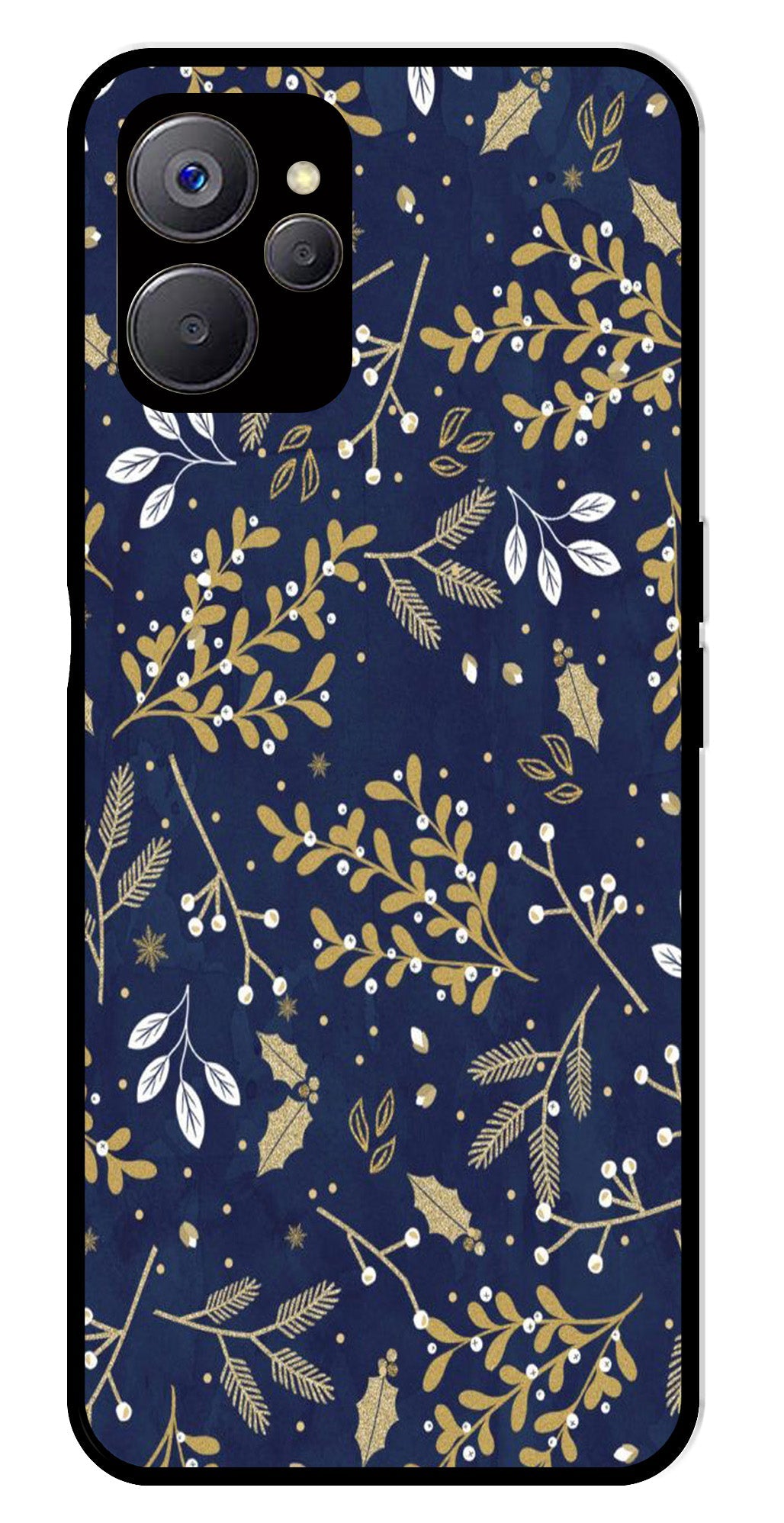 Floral Pattern Metal Mobile Case for Realme 9i 5G Floral Pattern Metal Mobile Case for Realme 9i 5G (Design No -52)
