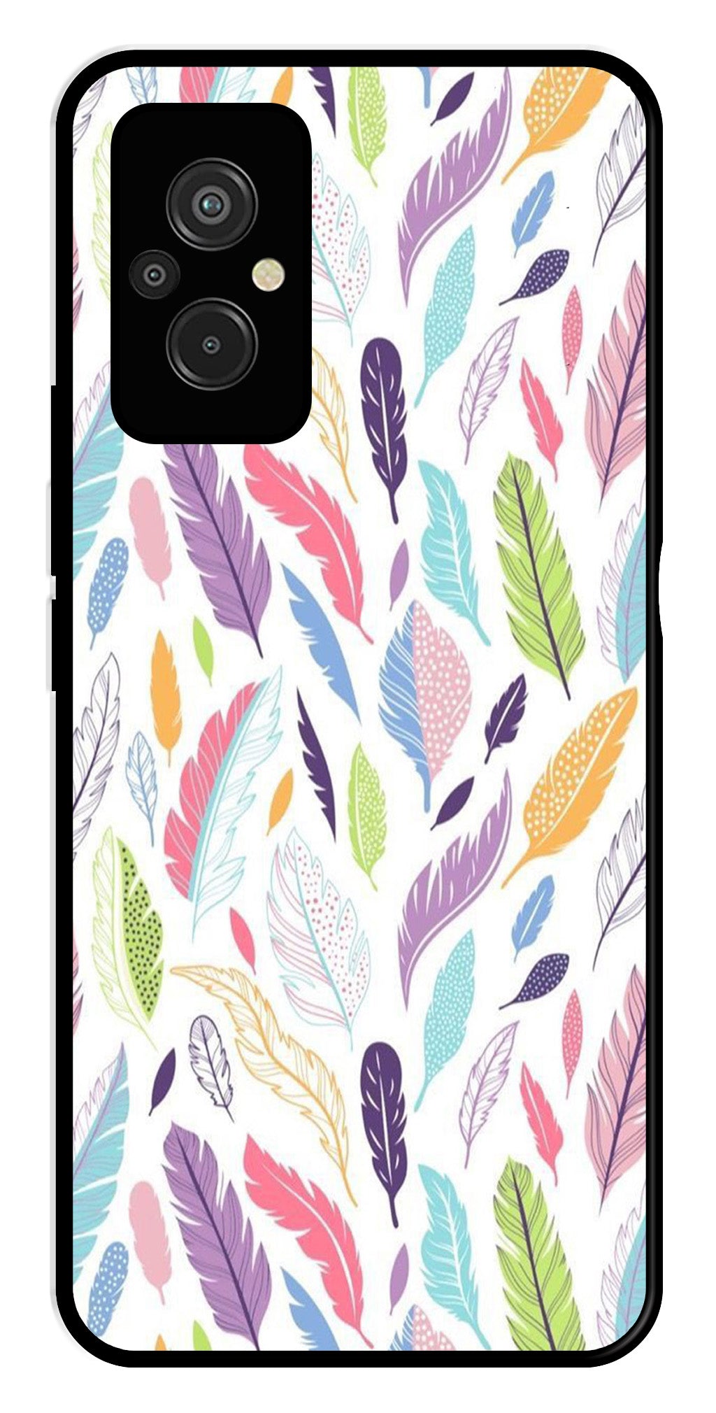 Colorful Feathers Metal Mobile Case for Redmi 11 Prime Colorful Feathers Metal Mobile Case for Redmi 11 Prime (Design No -06)